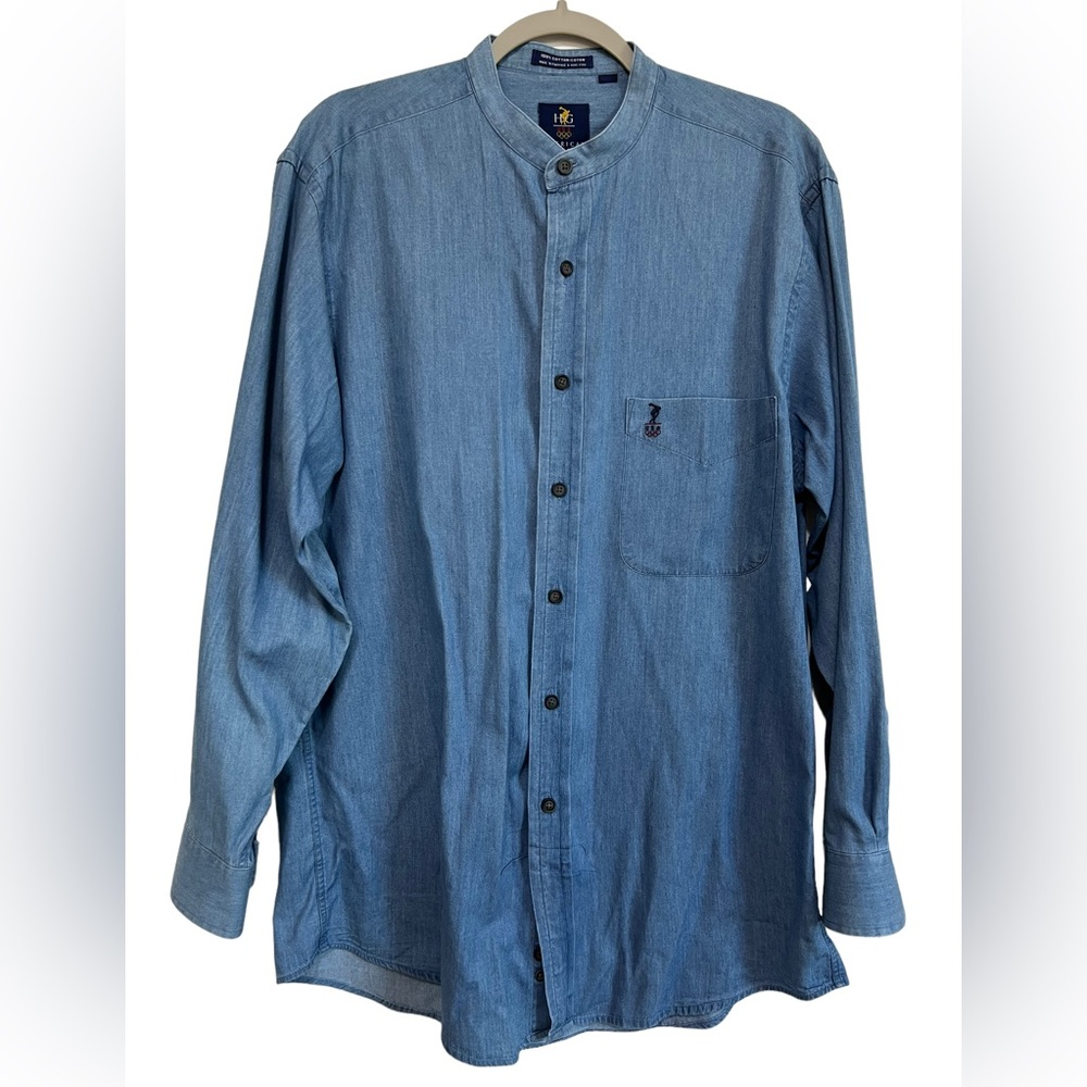 Vintage American Olympiad Collection by Henry Grethel Button Down Shirt Blue